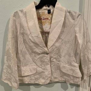 White Robert Graham Short Blazer with Leaf Detail